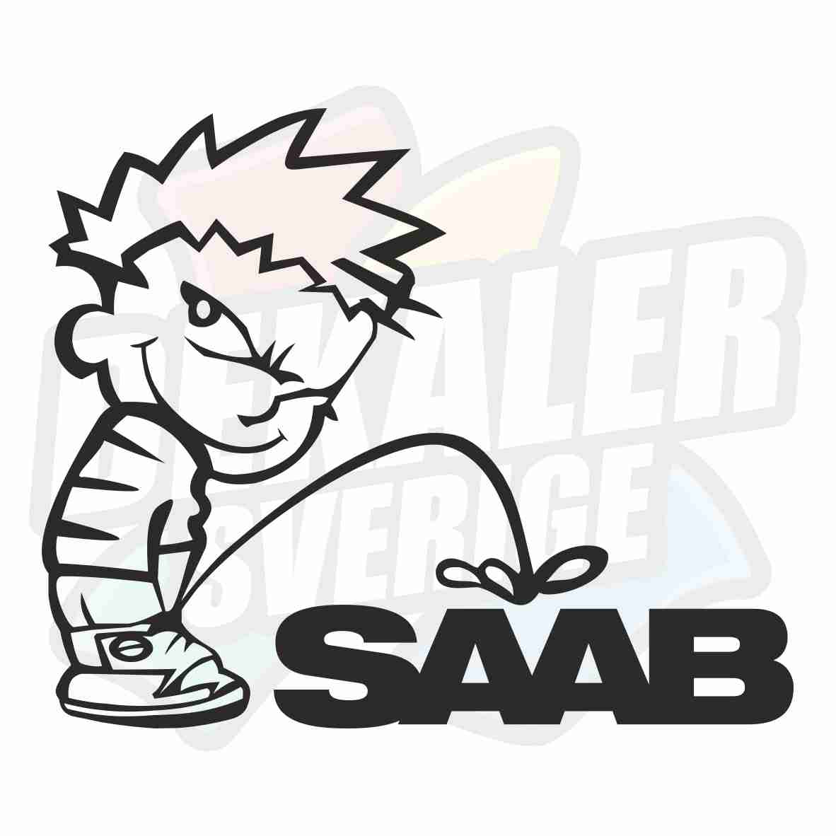 Kalle kissar på Saab - Dekal