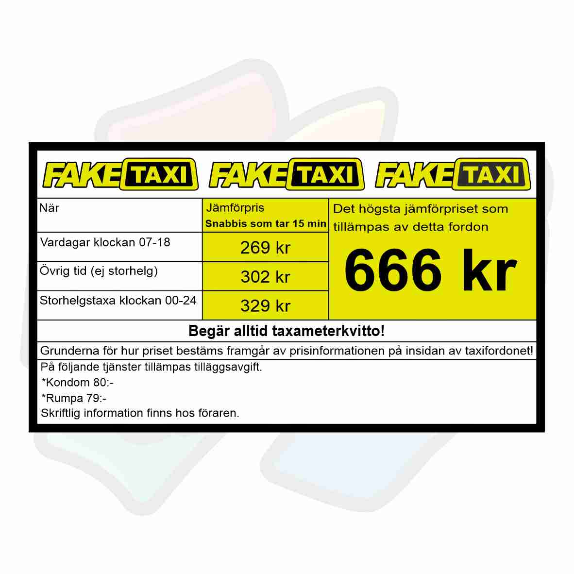 Taxameter - Klistermärke
